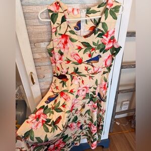 Floral Bird fitted maxi Dress M